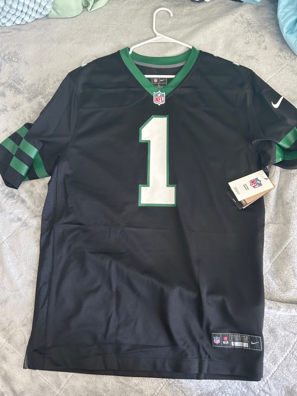 Nike Men’s Black & Green Football Jersey Sauce Gardner New York Jets